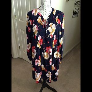 Colorful Floral (Navy) Old Navy Pintuck Dress-XL